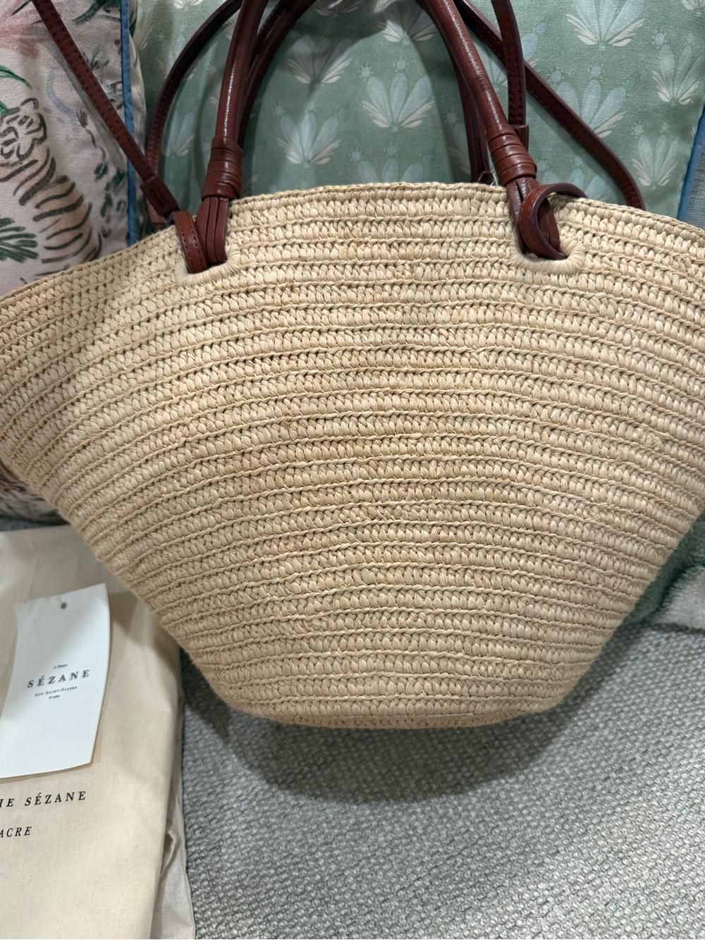 Sezane Justine Basket Bag with Embroidered Flowers - Picture 8 of 16